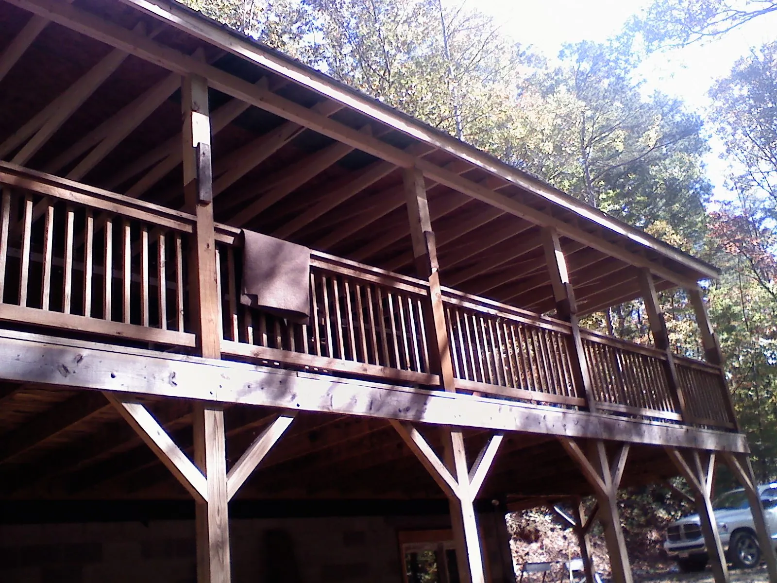 Timber framing under a new elevated porch and deck — Roof Leak Repair in Evanston by Roofing Brothers